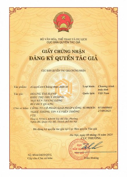 Giấy chứng nhận quyền tác giả eCopyCert — Giải pháp chứng thực điện tử